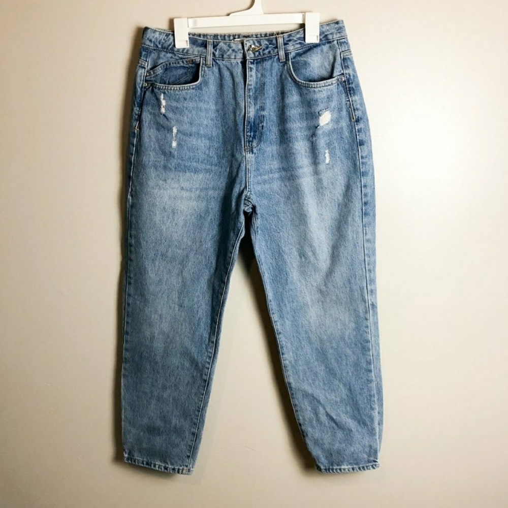 NWOT Zara High Rise Straight Leg Mom Jean Light Wash 12 Womens